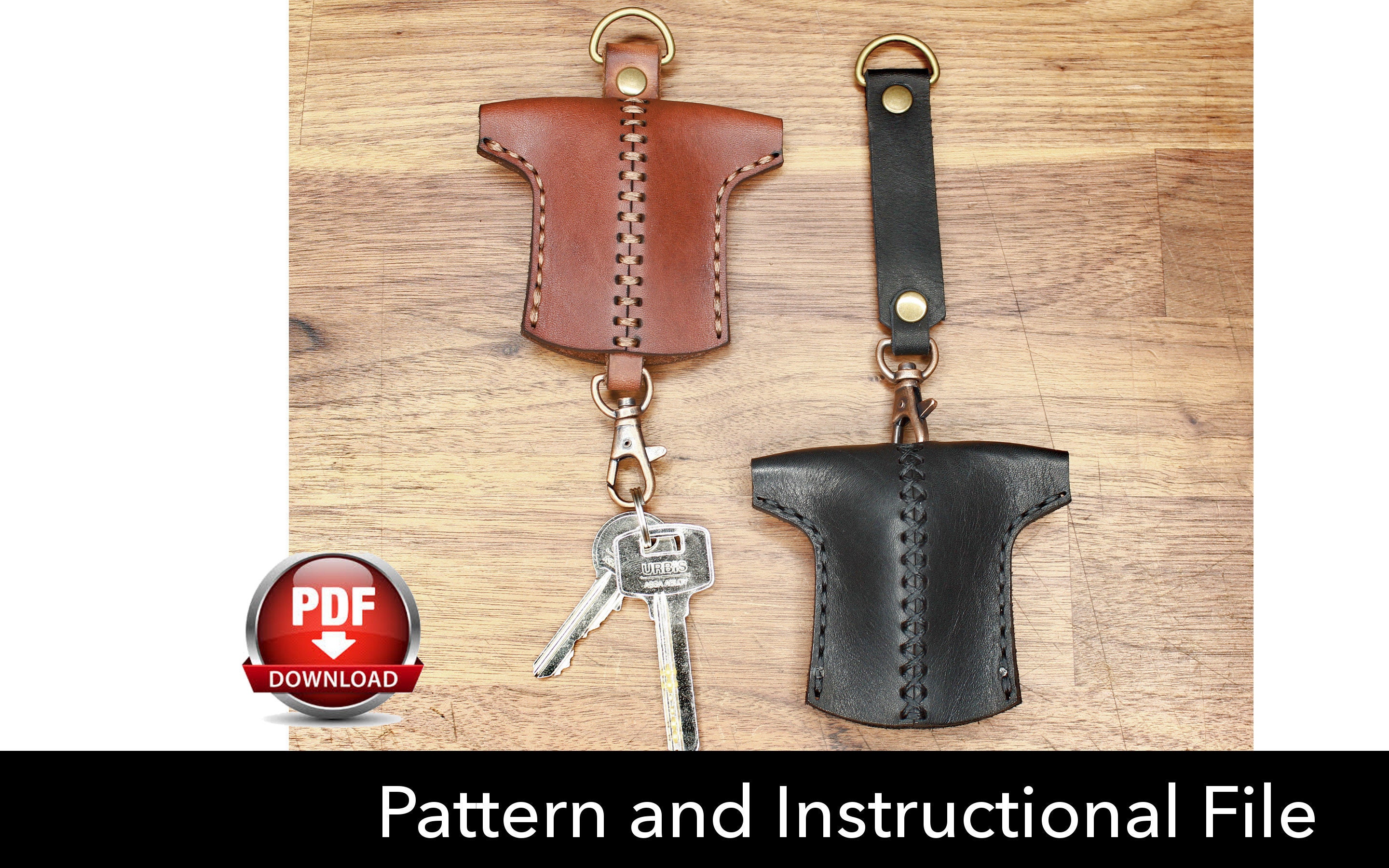 Car key case leather pattern PDF - by LeatherHubPatterns