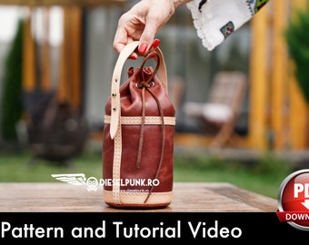 Ladies Purse Pattern - Bag Pattern - Leather DIY - Pdf Download - Bucket Bag Template - Video Tutorial