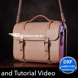 Ledertasche Schnittmuster - Leder DIY - Pdf Download - Messenger Bag Template - Video Anleitung - Leder Geschenk DIY