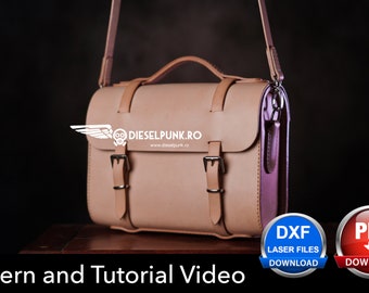 Modèle de sac en cuir - DIY en cuir - Téléchargement pdf - Modèle de sac messager - Tutoriel vidéo - Cadeau en cuir DIY