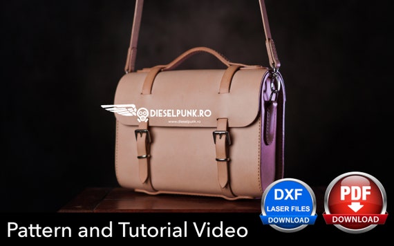 Leather Bag Pattern - Leather DIY - Pdf Download - Messenger Bag Template - Video Tutorial - Leather Gift DIY
