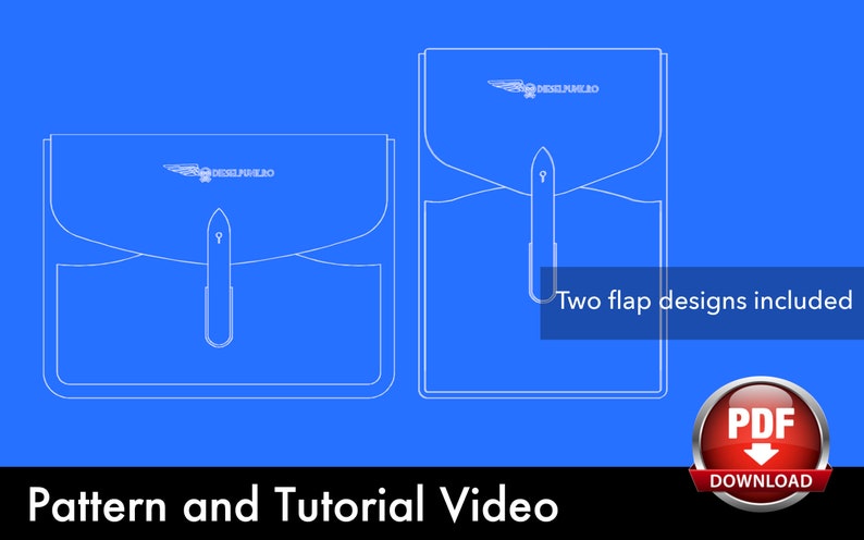 Laptop Cover Pattern Leather DIY Pdf Download MacBook Sleeve Template Video Tutorial image 3