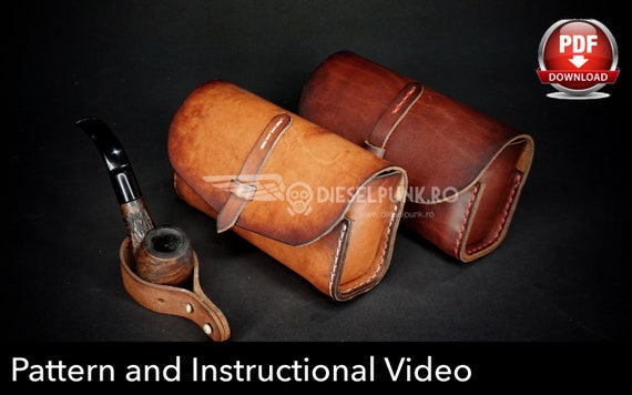 Pipe Case Pattern - Leather DIY - Pdf Download - Glasses Case Template - Video Tutorial - Leather Gift DIY