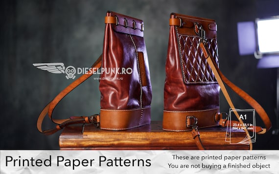 Backpack Pattern - Printed Paper Patterns - Leather DIY - Folding Backpack - Video Tutorial