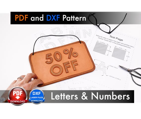 Letters and Numbers patterns for leather working - 1.8 inches tall