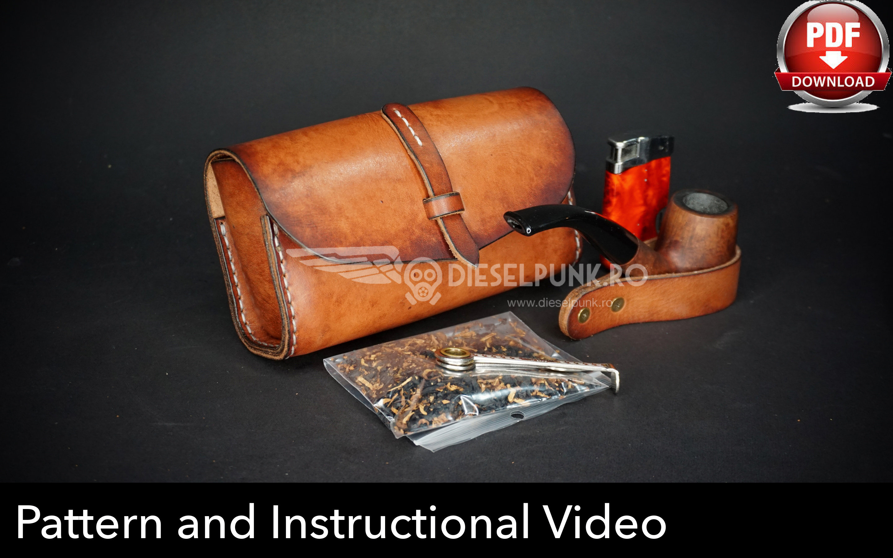 Pipe Case Pattern - Leather DIY - Pdf Download - Glasses Case Template ...