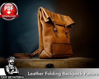 Folding Backpack Sewing Pattern: Leather Bag DIY (PDF + Video Tutorial)
