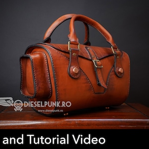 Damen Tasche Schnittmuster - Leder DIY - Pdf Download - Video Anleitung - Ledertasche Schnittmuster