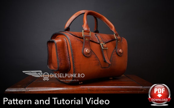 Hand Bag Pattern - Leather DIY - Pdf Download - leather bag pattern - Video Tutorial