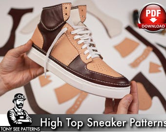 High Top Sneaker Pattern: Leather DIY Template (PDF) with Video Tutorial