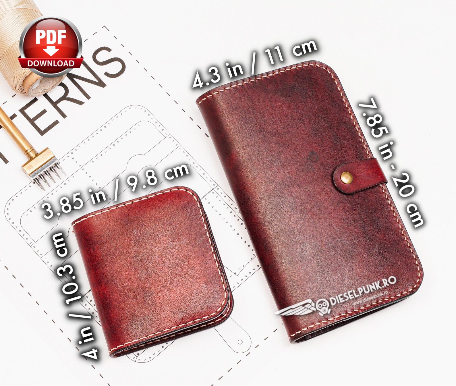 2 Wallets Pattern Set: Leather Bifold Style (PDF Download) - Etsy