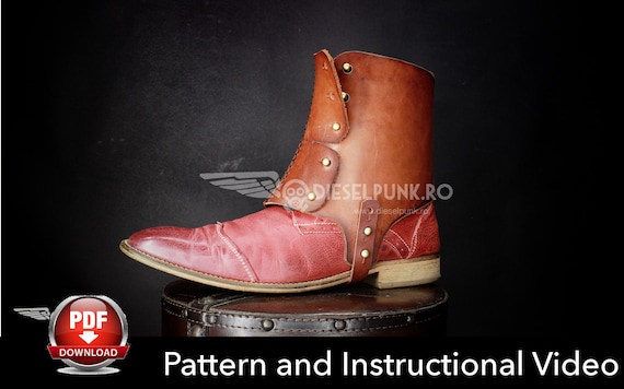 Spats Pattern - Cosplay DIY -Spats Pattern - Half Chaps Pattern - Shoe Spats Template - Gaiters Template -  Leather Template