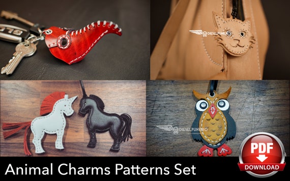 Charm Set Pattern - Owl - Horse - Dragonfly - Plague Doctor - Cat - Pdf Download