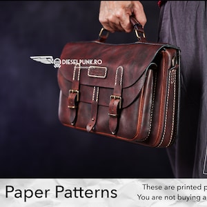 Patron de sac Gentleman Explorer - Patrons en papier imprimé - Cuir à faire soi-même - Tutoriel vidéo