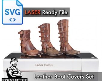 Leather Boot Covers Box SVG DXF for Leathercraft | Laser Cutting Gaiters Pattern