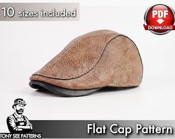 Flat Cap Pattern: Leather Cabbie Hat - PDF Sewing Template