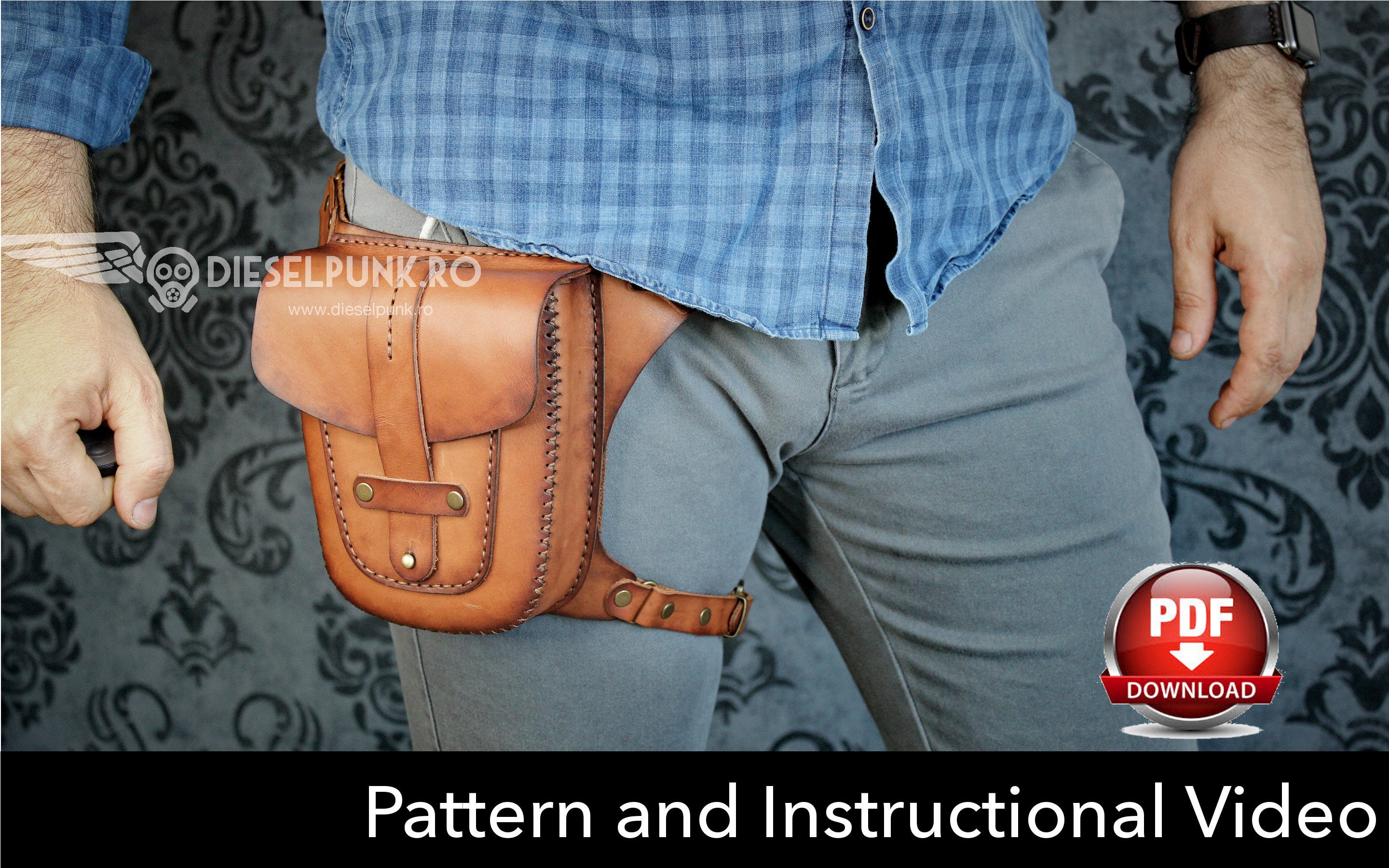 How to make leather Hip Bag with PDF PATTERN 