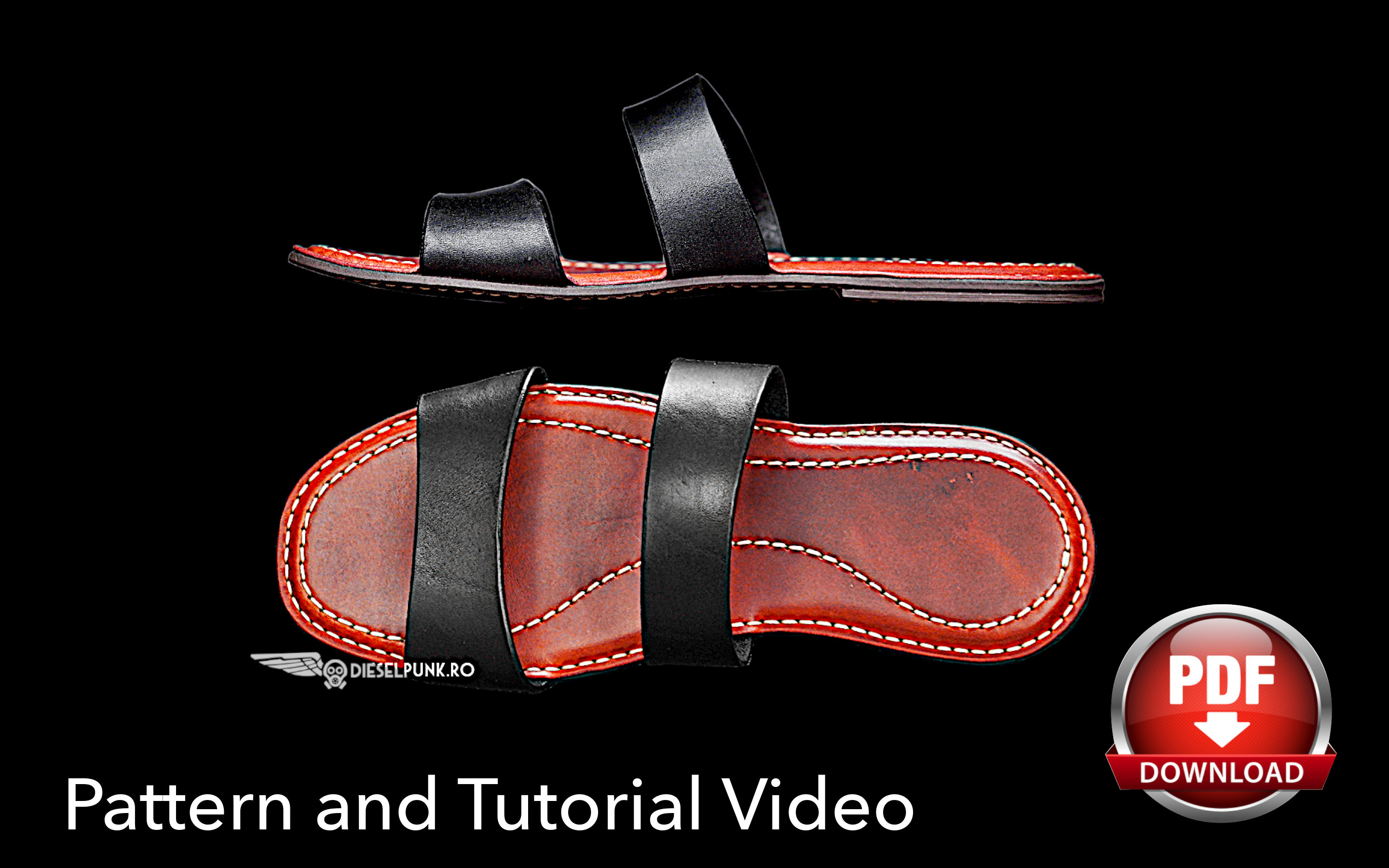 Flip Flops Pattern - Leather DIY - Pdf Download - Sandals pattern