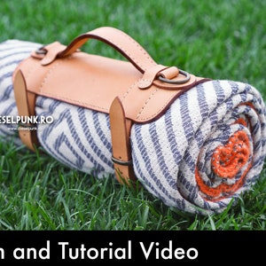 Blanket Carrier - Pattern - Leather DIY - Pdf Download  - Video Tutorial - Yoga Mat Straps Template