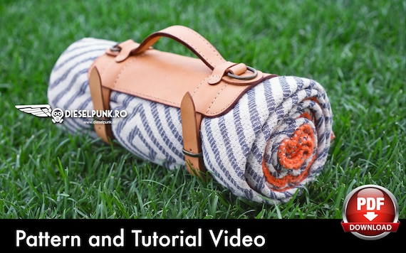 Blanket Carrier - Pattern - Leather DIY - Pdf Download  - Video Tutorial - Yoga Mat Straps Template