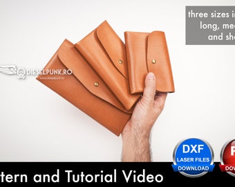 Set of 3 Leather Wallet Patterns - Leather DIY - Pdf Download - Wallet Template Set - Video Tutorial