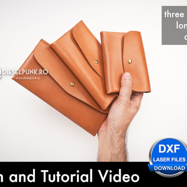3er Set Leder Geldbörse Schnittmuster - Leder DIY - Pdf Download - Wallet Template Set - Video Tutorial