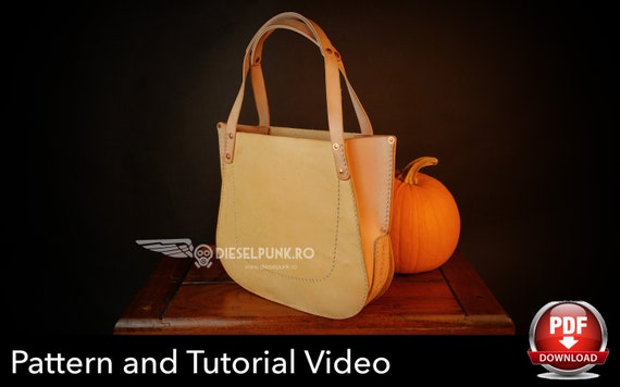 Tote Bag Pattern - Leather DIY - Pdf Download - Leather Bag Pattern - Tote Bag Pattern - Shopping Bag Pattern - Bag Template