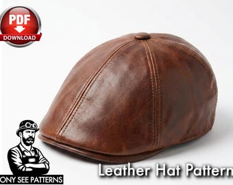 7 Panel Flat Cap Pattern - Leather Duckbill Hat PDF with Video Guide