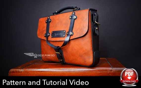 Leather Satchel Pattern - Pdf Download - Leather Bag Pattern - Leather Bag Template - Messenger Bag Pattern - Laptop bag Template