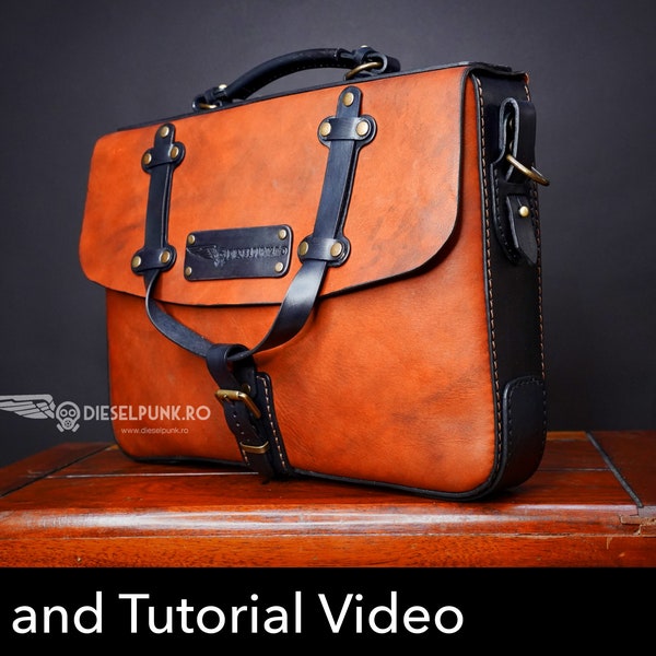 Leather Satchel Pattern - Pdf Download - Leather Bag Pattern - Leather Bag Template - Messenger Bag Pattern - Laptop bag Template