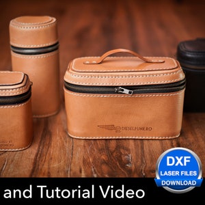 Leather Box Pattern - Toiletry Bag Pattern - Leather DIY - Pdf Download - Leather Pattern - Box with zipper - Leather Box Template