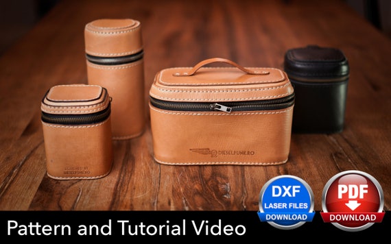 Leather Box Pattern - Toiletry Bag Pattern - Leather DIY - Pdf Download - Leather Pattern - Box with zipper - Leather Box Template