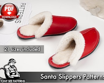Santa Slippers Pattern: Leather Flip Flop DIY Template (PDF) with Video Tutorial