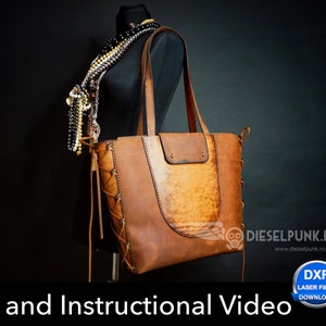Leather Tote Bag Pattern: DIY Shopping Bag Template (PDF Download)
