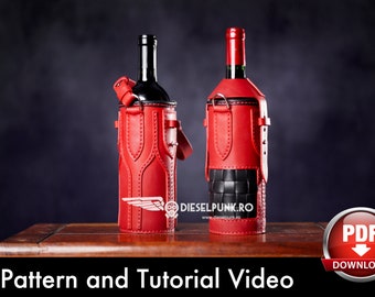 Wine Bottle Holder Pattern: Leather DIY Template - PDF Download