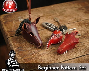 Schlüsselanhänger Set: Pestdoktor und Drache - Instant PDF