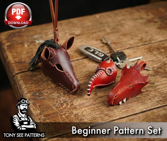 Key Fob Pattern Set: Plague Doctor and Dragon - Instant PDF