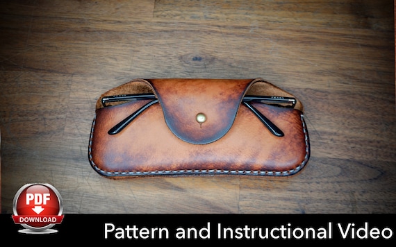 Glasses case Pattern - Leather DIY - Pdf Download - Glasses Case Template - Video Tutorial