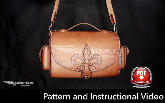 Bag Pattern - Leather DIY - Pdf Download - Fleur de lis Bag - Video Tutorial