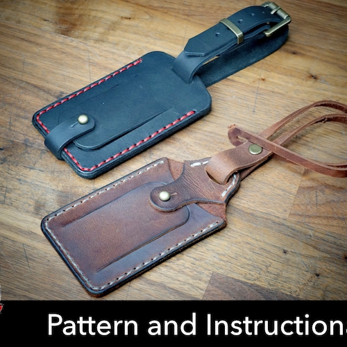 Leather Luggage Tag PDF Pattern / DIY Leather Template / Etsy