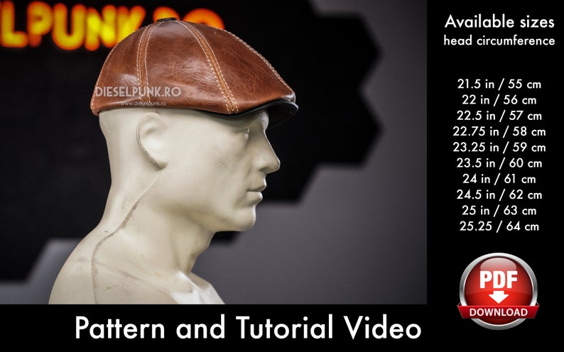 Flat Cap PATTERN Peaky Blinders Hat Duckbill Cap Pattern Video Tutorial image 2