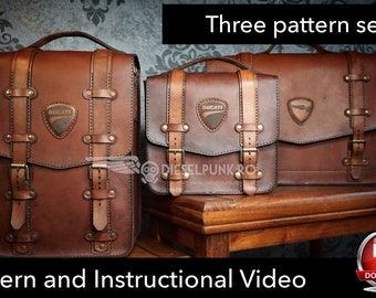 Leather Bag Pattern - Pattern Set - Leather DIY - Pdf Download - Leather Bag - Video Tutorial