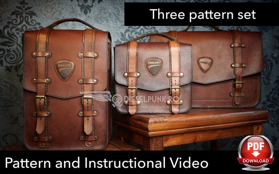 Leather Bag Pattern - Pattern Set - Leather DIY - Pdf Download - Leather Bag - Video Tutorial