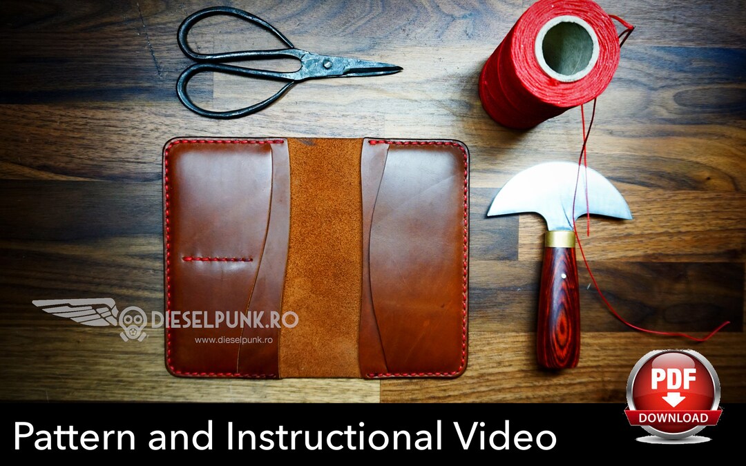 Long Wallet Pattern - Leather DIY - Pdf Download - Wallet Template - Video Tutorial