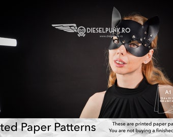 Cat Mask Pattern - Printed Paper Patterns - Leather DIY - Rabbit leather mask pattern - Video Tutorial
