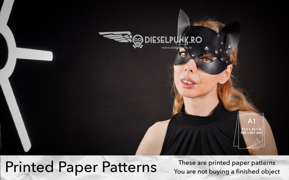 Cat Mask Pattern - Printed Paper Patterns - Leather DIY - Rabbit leather mask pattern - Video Tutorial