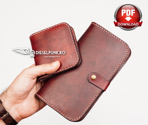 Set of 2 Leather Wallet Patterns - Leather DIY - Pdf Download - Wallet Template Set - Video Tutorial