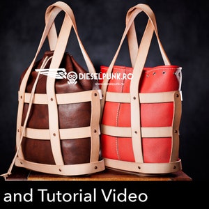 Patrón de bolso tipo cesta: Plantilla para bolso de cuero (PDF) con videotutorial