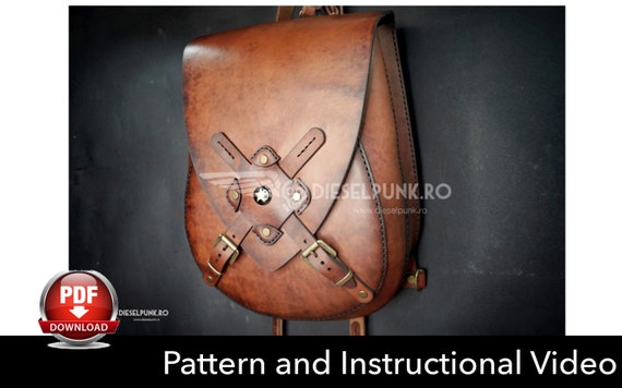 Backpack Pattern - Leather DIY - Pdf Download - Leather Pattern - Rucksack Pattern - Bag Pattern - Crossbody Backpack - Video Tutorial