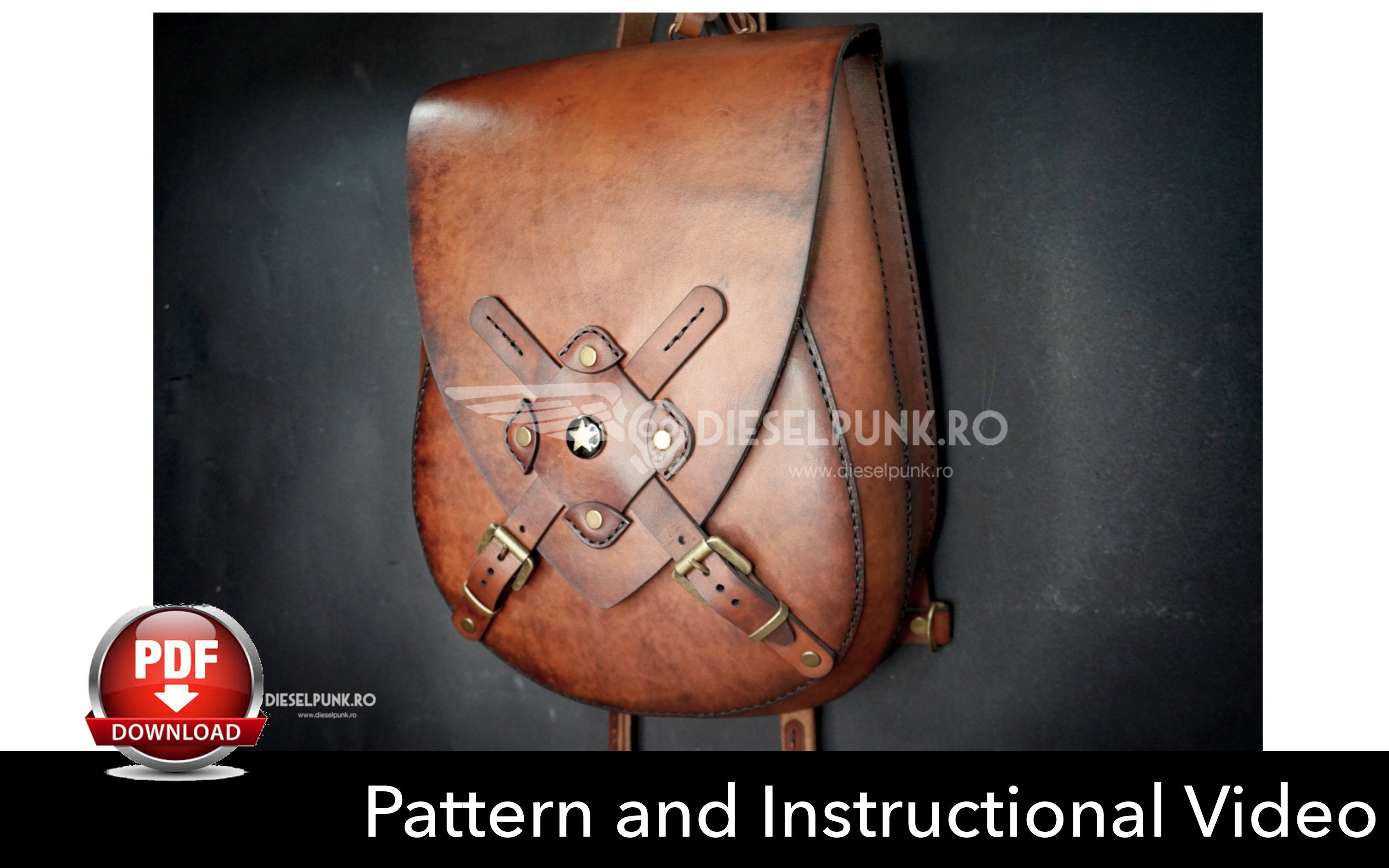 leather templates, leather backpack templates, leather rucksack templates,  bag sewing pattern, pdf, download
